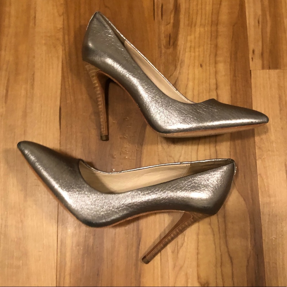 Silver metallic Coach heels
